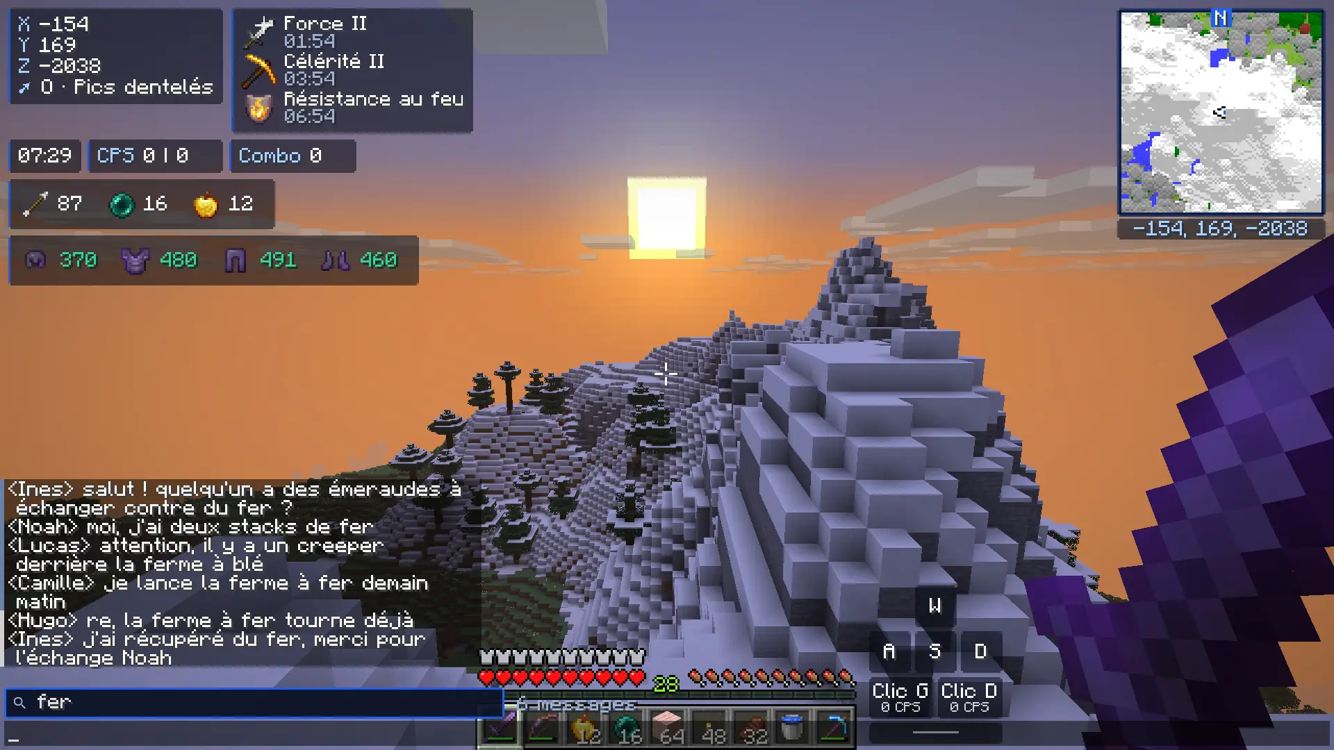 Ctrl+F search for "fer" in the infinite chat: only the lines containing "fer" remain