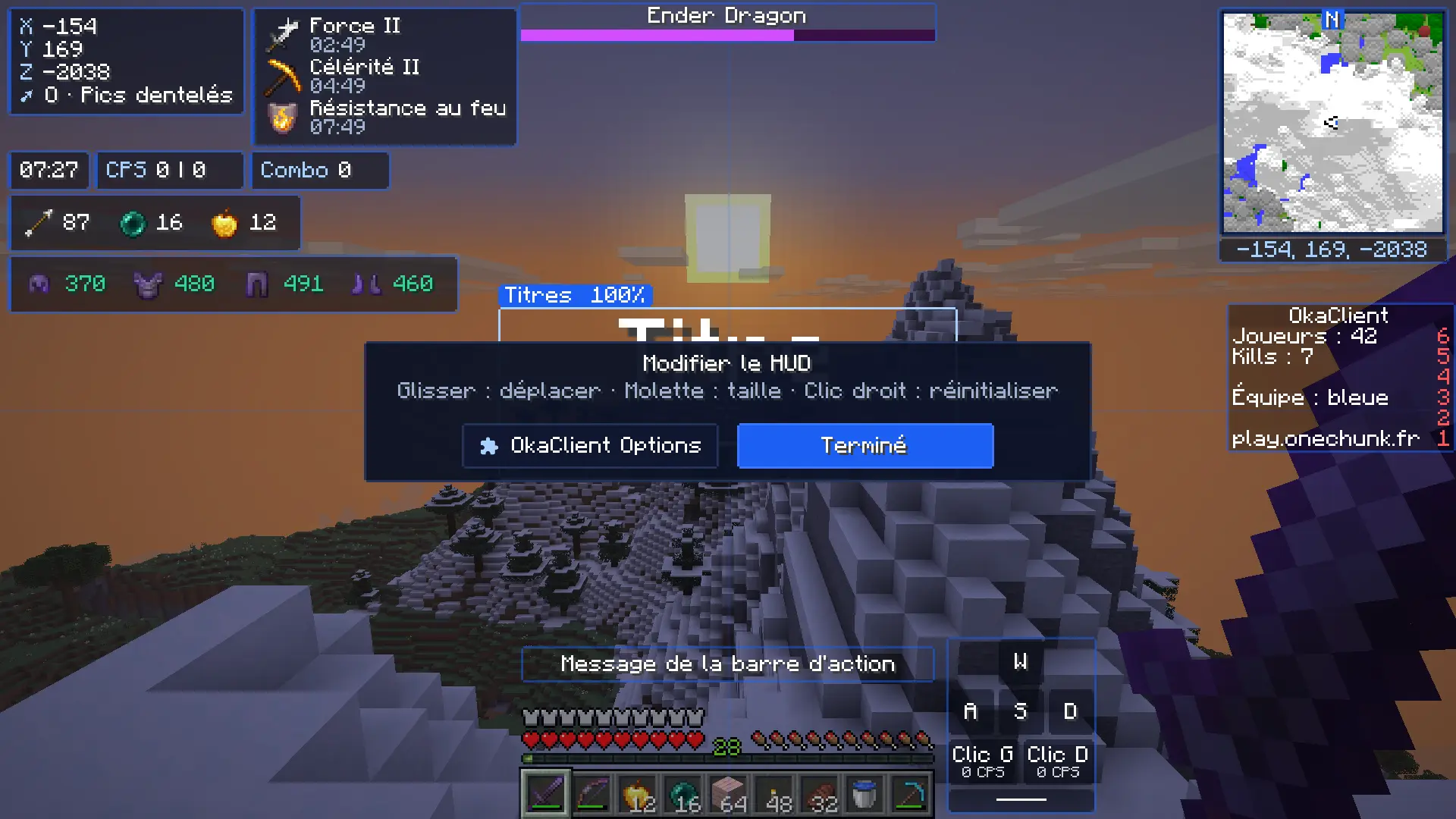 HUD editor over the landscape: every element framed, with the hints "Drag: move · Scroll: size"