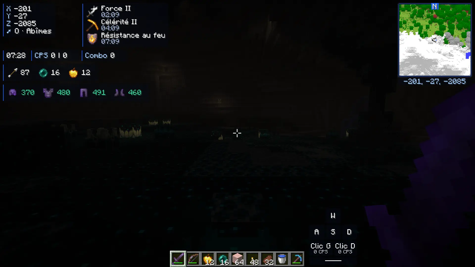 A Deep Dark cave, almost pitch black, without the module
